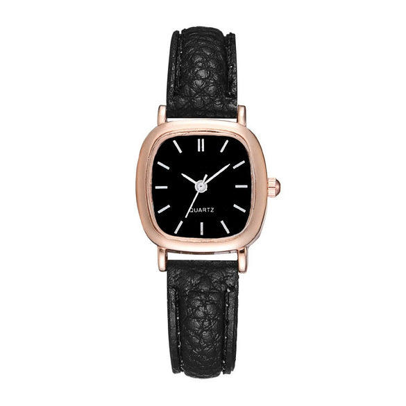 Ladies Quartz Watch Alloy Case Imitation Leather Strap Square Dial Retro Simple Leisure Style