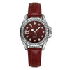 Ladies Quartz Watch Alloy Case Imitation Leather Strap Stainless Steel Clasp Round Dial