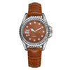 Ladies Quartz Watch Alloy Case Imitation Leather Strap Stainless Steel Clasp Round Dial