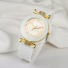 Ladies Quartz Watch Alloy Case Silicone Strap Stainless Steel Clasp Round Dial Leisure Style