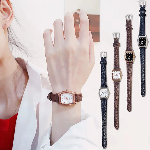 Ladies Quartz Watch Alloy Imitation Leather Square Dial Leisure Style