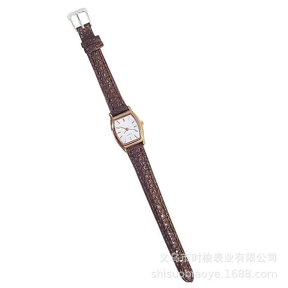 Ladies Quartz Watch Alloy Imitation Leather Square Dial Leisure Style