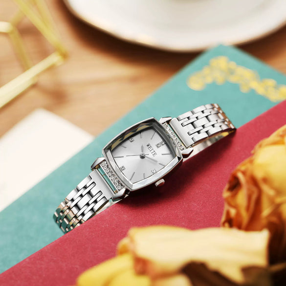 Ladies Quartz Watch Alloy Stainless Steel Square Design Fashion