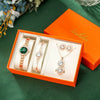 Ladies Quartz Watch And Bracelet Set Alloy Stainless Steel Round Dial Leisure Style Full Diamond