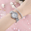Ladies Quartz Watch And Bracelet Set Alloy Stainless Steel Round Dial Leisure Style Full Diamond