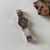 Ladies Quartz Watch Metal Fine Steel Rose Gold Buckle Polygon Flower Shape Gray Texture Fashionable