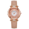 Ladies Quartz Watch Plastic Case Imitation Leather Strap Rose Gold Buckle Round Dial Leisure Style