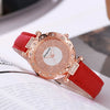 Ladies Quartz Watch Plastic Case Imitation Leather Strap Rose Gold Buckle Round Dial Leisure Style