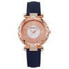 Ladies Quartz Watch Plastic Case Imitation Leather Strap Rose Gold Buckle Round Dial Leisure Style