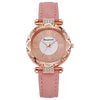 Ladies Quartz Watch Plastic Case Imitation Leather Strap Rose Gold Buckle Round Dial Leisure Style