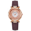 Ladies Quartz Watch Plastic Case Imitation Leather Strap Rose Gold Buckle Round Dial Leisure Style