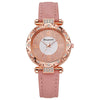Ladies Quartz Watch Plastic Case Imitation Leather Strap Rose Gold Buckle Round Dial Leisure Style