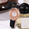 Ladies Quartz Watch Plastic Case Imitation Leather Strap Rose Gold Buckle Round Dial Leisure Style