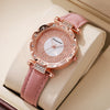 Ladies Quartz Watch Plastic Case Imitation Leather Strap Rose Gold Buckle Round Dial Leisure Style
