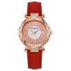 Ladies Quartz Watch Plastic Case Imitation Leather Strap Rose Gold Buckle Round Dial Leisure Style