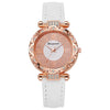 Ladies Quartz Watch Plastic Case Imitation Leather Strap Rose Gold Buckle Round Dial Leisure Style