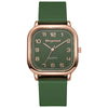 Ladies Quartz Watch Square Alloy Case Silicone Strap Business Style
