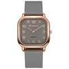 Ladies Quartz Watch Square Alloy Case Silicone Strap Business Style