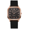 Ladies Quartz Watch Square Alloy Case Silicone Strap Business Style