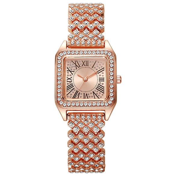 Ladies Quartz Watch Square Alloy Steel Strip Fashion