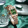 Ladies Quartz Watch Ultrathin Alloy Case Stainless Steel Strap Rectangle Dial Mineral Strengthened Glass Mirror Onion Crown