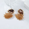 Ladies Resin Drop Shape Personality Geometric Electroplated Earrings