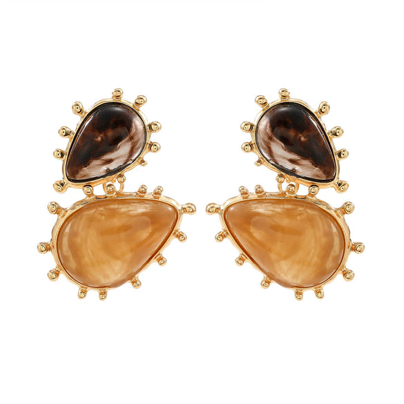 Ladies Resin Drop Shape Personality Geometric Electroplated Earrings
