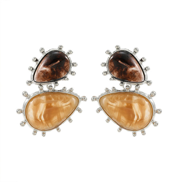 Ladies Resin Drop Shape Personality Geometric Electroplated Earrings