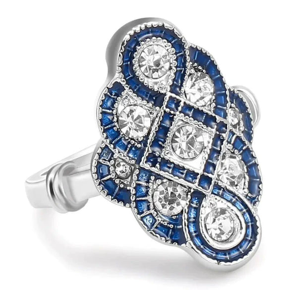 Ladies Retro Geometric Copper Ring With Zircon