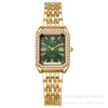 Ladies Retro Quartz Wrist Watch With Roman Numerals Rhinestone Dial Alloy Belt Rectangle Shape
