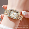 Ladies Retro Quartz Wrist Watch With Roman Numerals Rhinestone Dial Alloy Belt Rectangle Shape