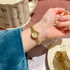Ladies Retro Small Gold Alloy Wrist Watch With Round Dial And Medieval Style