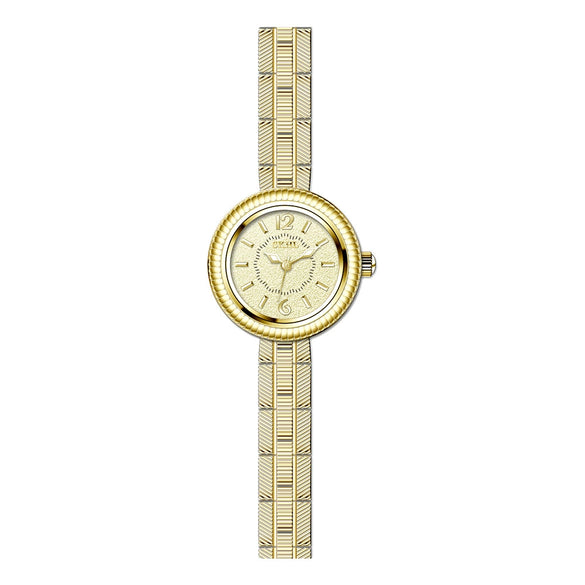 Ladies Retro Small Gold Alloy Wrist Watch With Round Dial And Medieval Style