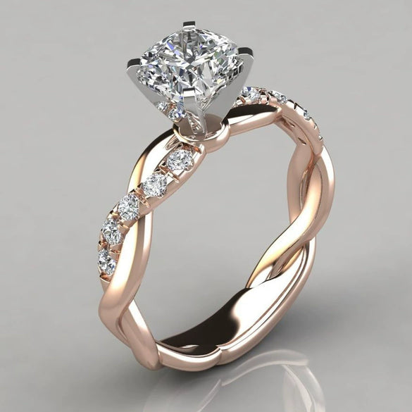 Ladies Ring Copper Geometric Zirconia Inlaid Jewelry