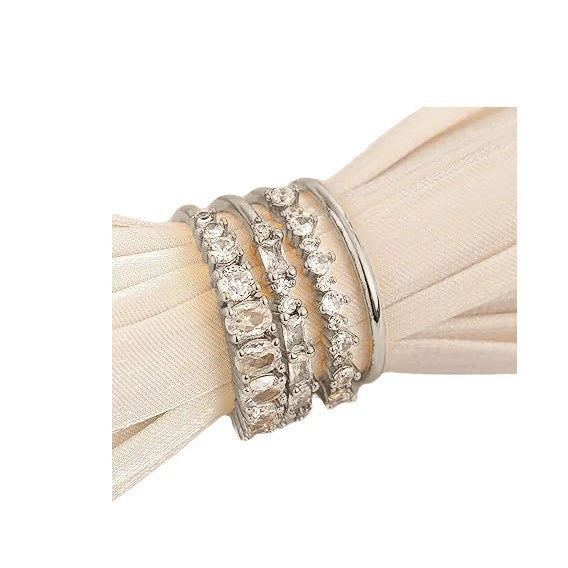 Ladies Ring Fashion Suit Jewelry Alloy Gold Plated Inlaid Zircon Geometric Style