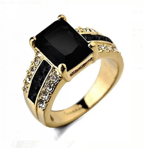 Ladies Ring Jewelry Metal Geometric Gold Inlaid