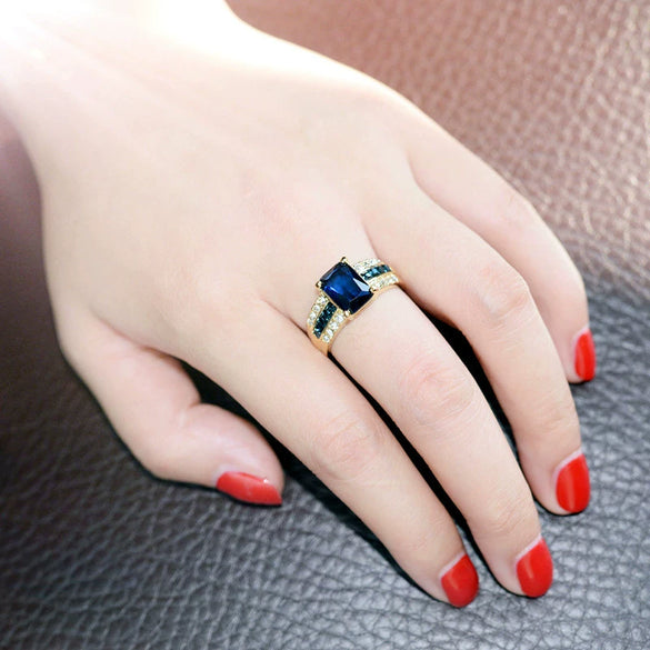 Ladies Ring Jewelry Metal Geometric Gold Inlaid