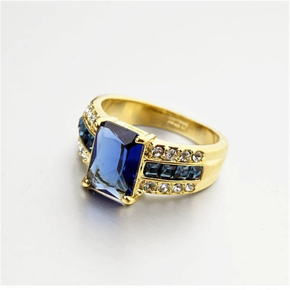 Ladies Ring Jewelry Metal Geometric Gold Inlaid