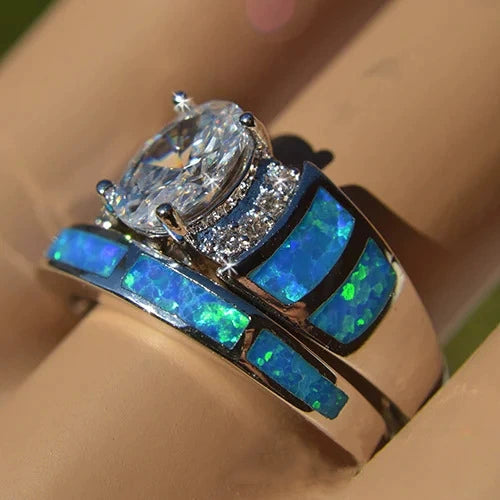 Ladies Ring Set Alloy Geometric Drop Glue Inlaid Zircon