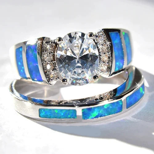 Ladies Ring Set Alloy Geometric Drop Glue Inlaid Zircon