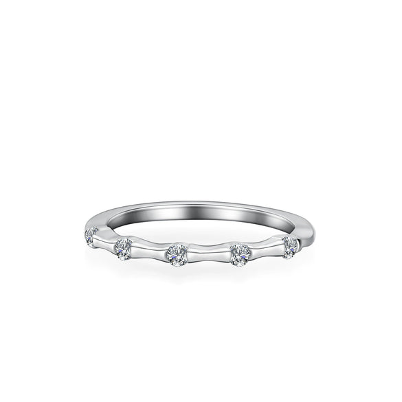 Ladies S925 Silver Moissanite Geometric Ring