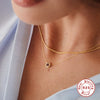 Ladies S925 Sterling Silver Clavicle Necklace With Round Color Diamond And Round Zirconium In Classic Fashion Style Electroplated Geometric Design