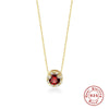 Ladies S925 Sterling Silver Clavicle Necklace With Round Color Diamond And Round Zirconium In Classic Fashion Style Electroplated Geometric Design