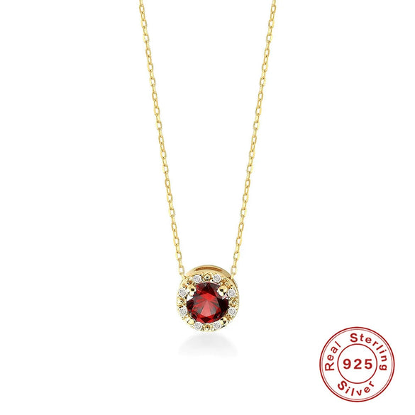 Ladies S925 Sterling Silver Clavicle Necklace With Round Color Diamond And Round Zirconium In Classic Fashion Style Electroplated Geometric Design