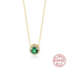 Ladies S925 Sterling Silver Clavicle Necklace With Round Color Diamond And Round Zirconium In Classic Fashion Style Electroplated Geometric Design