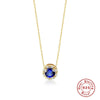 Ladies S925 Sterling Silver Clavicle Necklace With Round Color Diamond And Round Zirconium In Classic Fashion Style Electroplated Geometric Design