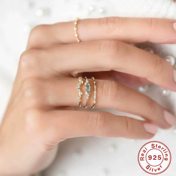 Ladies S925 Sterling Silver Geometric Diamond Engagement Ring With Classic Color And Electroplating Treatment