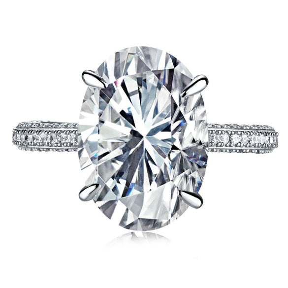 Ladies S925 Sterling Silver Geometric Exaggerated Luxury Zircon Ring With Electroplating