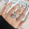 Ladies S925 Sterling Silver Geometric Exaggerated Luxury Zircon Ring With Electroplating