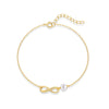 Ladies S925 Sterling Silver Geometric Pattern Glossy Eight Character Chain Pearl Bracelet With Real Gold Electroplating